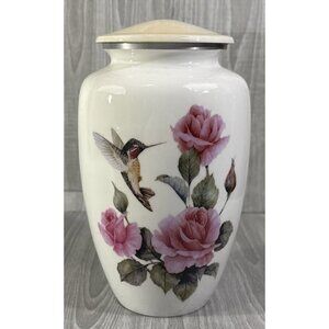Hummingbird roses Adult Cremation Urn for Human Ashes, Large with Velvet Bag